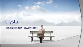  Presentation with sand clock - PPT layouts featuring sand clock - gentleman sitting on a bench background and a sky blue colored foreground