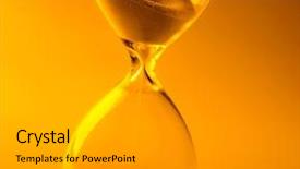  Presentation with sand clock - Slide deck with sand clock - hourglass on dark yellow background background and a light gray colored foreground