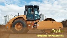  Presentation with vibration - PPT layouts enhanced with sand compacting works at construction background and a tawny brown colored foreground