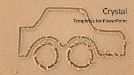  Presentation with small and big sand gravel - Theme consisting of sand drawing of a car background and a coral colored foreground