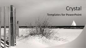  Presentation with sailboat - Amazing presentation theme having sand dune and beach fence with sailboat on horizon backdrop and a light gray colored foreground