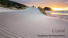  Presentation with sand ocean - Colorful presentation theme enhanced with sand-dune-at-pacific-ocean backdrop and a light gray colored foreground