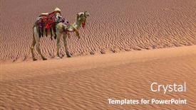  Presentation with sand dunes - Presentation theme featuring sand-dunes-camel-with-harness background and a coral colored foreground