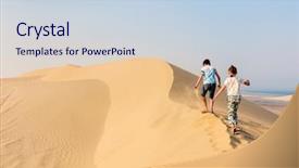  Presentation with qatar - Audience pleasing PPT theme consisting of sand dunes in qatar backdrop and a lemonade colored foreground