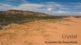  Presentation with sand dunes - Colorful PPT theme enhanced with sand dunes in the desert warm dry sand under blue sky backdrop and a coral colored foreground