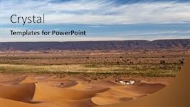  Presentation with sand dunes - Colorful presentation design enhanced with sand-dunes-of-erg-chigaga backdrop and a light blue colored foreground