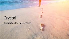  Presentation with footprint - PPT layouts with sand focus on footprint background and a lemonade colored foreground
