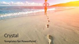  Presentation with footprint - Amazing presentation design having sand focus on footprint backdrop and a coral colored foreground