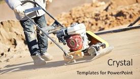  Presentation with vibration - Slides consisting of sand ground compaction with vibration background and a lemonade colored foreground