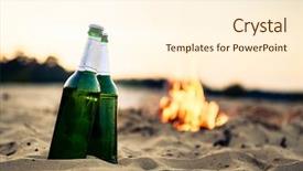  Presentation with campfire - PPT theme consisting of sand in front of campfire background and a cream colored foreground