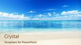  Presentation with caribbean - Audience pleasing theme consisting of sand of beach caribbean sea backdrop and a cream colored foreground