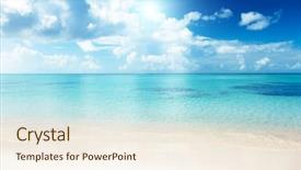  Presentation with caribbean - Audience pleasing presentation consisting of sand of beach caribbean sea backdrop and a cream colored foreground