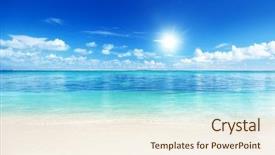  Presentation with caribbean - Cool new presentation theme with ocean shores - sand of beach caribbean sea backdrop and a cream colored foreground