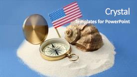  Presentation with columbus - Slides having usa flag compass and shell background and a teal colored foreground