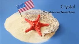  Presentation with usa flag - Beautiful presentation theme featuring usa flag starfish and net backdrop and a teal colored foreground