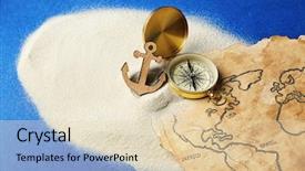  Presentation with old map - Theme consisting of compass anchor and old map background and a lemonade colored foreground