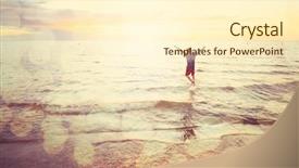  Presentation with sand play - Beautiful theme featuring sand play - boy jumping in waves backdrop and a cream colored foreground