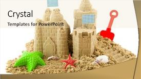  Presentation with sand play - Cool new slides with sand play - sandcastle at the beach backdrop and a lemonade colored foreground