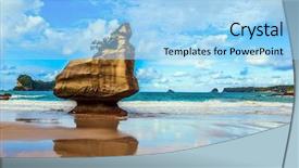  Presentation with pacific island - Beautiful presentation theme featuring sand the pacific ocean tide backdrop and a light blue colored foreground