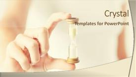  Presentation with timer - Colorful slides enhanced with sand timer - close up of woman hand backdrop and a cream colored foreground