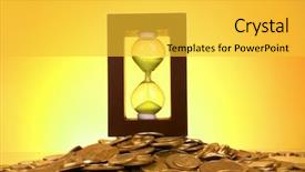  Presentation with timer - Slides featuring sand timer - hourglass and coins on yellow background and a yellow colored foreground
