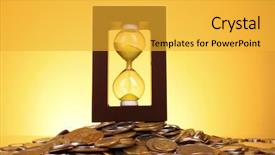  Presentation with turquoise and yellow - Beautiful slide deck featuring sand timer - hourglass and coins on yellow backdrop and a gold colored foreground