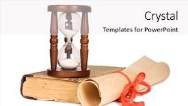  Presentation with sand - Presentation enhanced with sand timer - hourglasses and book isolated background and a  colored foreground