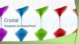  Presentation with white sand - Audience pleasing theme consisting of sand timer - hourglasses isolated on white front backdrop and a cool aqua colored foreground