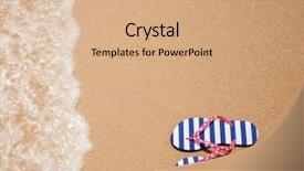  Presentation with sea and beach - Slides having sand water - colorful flipflop pair on sea background and a coral colored foreground