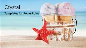  Presentation with ice cream - Slides with sand water - set of various kind background and a light blue colored foreground