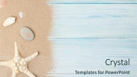  Presentation with sea shells - Amazing presentation theme having sand with starfish and shells backdrop and a sky blue colored foreground