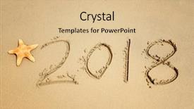  Presentation with 2018 beach - Theme featuring sand write on tropical beach background and a lemonade colored foreground