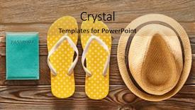  Presentation with flat - Presentation theme with sandals - travel and beach items flat background and a coral colored foreground