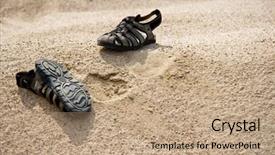  Presentation with morocco dunes in the sahara - Colorful slide deck enhanced with sandals in dunes backdrop and a coral colored foreground