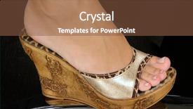  Presentation with goals in women - Slide deck having sandals on women's feet background and a  colored foreground