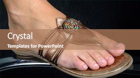  Presentation with women entrepreneurs pakistan - Presentation design consisting of sandals on women's feet background and a  colored foreground