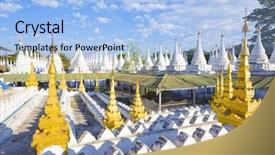  Presentation with vietnam culture pagoda - Slides having sandamuni-paya-pagoda-in-mandalay background and a light blue colored foreground