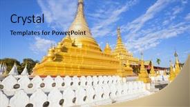  Presentation with fujiyoshida japan at chureito pagoda - PPT layouts enhanced with sandamuni-paya-pagoda-in-mandalay background and a light blue colored foreground
