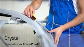  Presentation with car park - Slide set with sandblasting - auto mechanic polishing part background and a  colored foreground