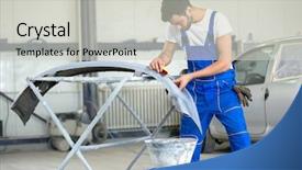  Presentation with job - PPT theme enhanced with sandblasting - polishing bumper for paint job background and a light gray colored foreground