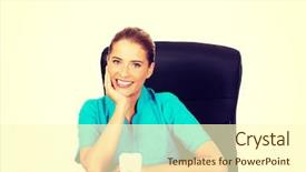  Presentation with orthodontics orthodontic model and dentist - Slide deck enhanced with sandblasting - young female dentist holding tooth background and a cream colored foreground