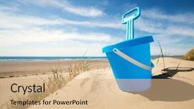  Presentation with childs - Audience pleasing PPT theme consisting of sandcastle - childs bucket and spade backdrop and a coral colored foreground