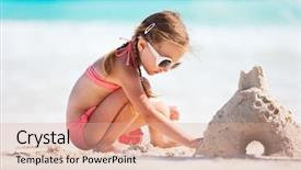  Presentation with sand - Amazing presentation having sandcastle - little girl at tropical beach backdrop and a lemonade colored foreground