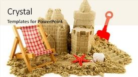  Presentation with vacation - Cool new slides with portrait of a school child making learning during lesson at school backdrop and a light gray colored foreground