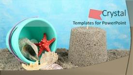  Presentation with sea plastic - PPT layouts having sandcastle with flag and plastic background and a arctic colored foreground