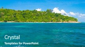  Presentation with remote - Slide set featuring sands of white remote resort background and a ocean colored foreground