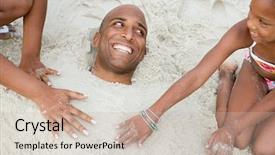  Presentation with moslem family - Slide deck with sands time - family burying father in sand background and a soft green colored foreground