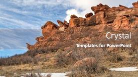  Presentation with sandstone - Presentation theme having sandstone-cliff-against-sky background and a tawny brown colored foreground