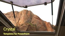  Presentation with tram - Presentation featuring bacias sedimentares - sandstone cliff through a tram background and a tawny brown colored foreground