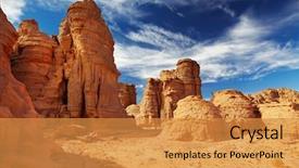  Presentation with sahara - Theme featuring sandstone cliffs in sahara desert background and a gold colored foreground